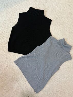 Cable & Gauge Ribbed Turtleneck Sleeveless Sweater Tops – Bundle (2 Pieces)